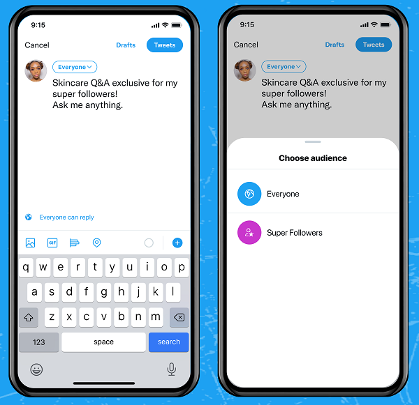 Fluxo de criação de Super Seguidores do Twitter