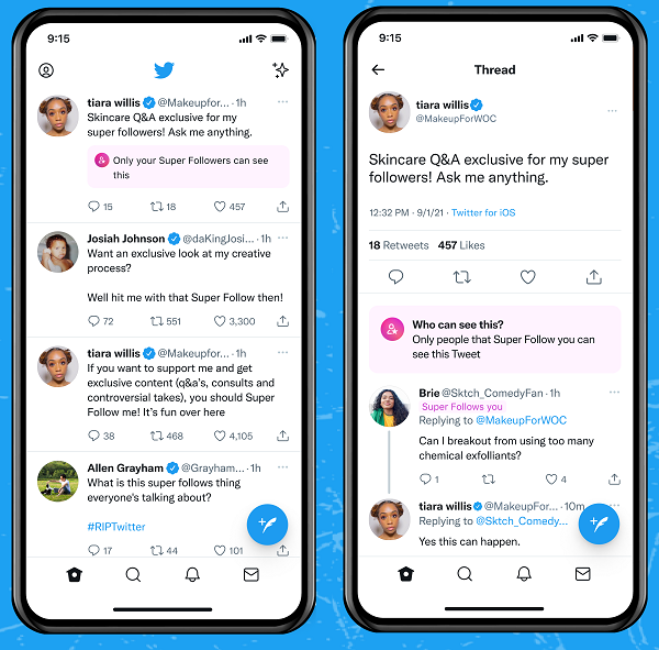 Exemplo de super-seguidores do Twitter