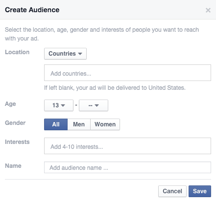 Crea nuovo pubblico Create new Audience
