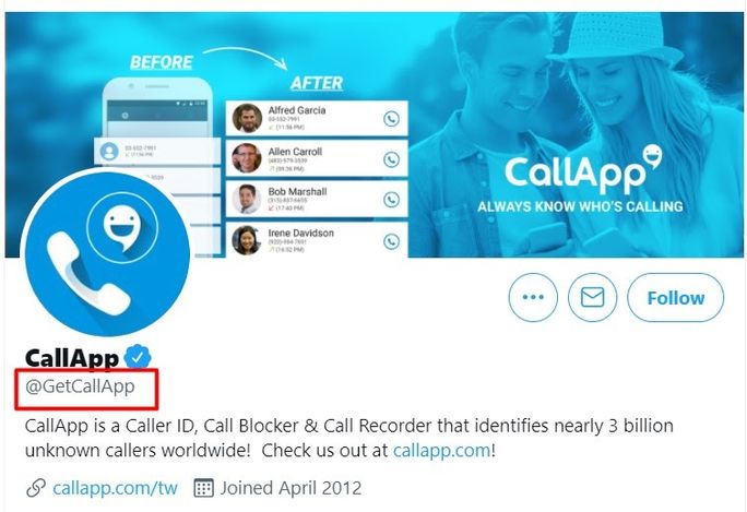 통화 앱 트위터 핸들
