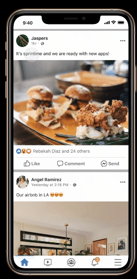Contoh rekomendasi in-feed Facebook