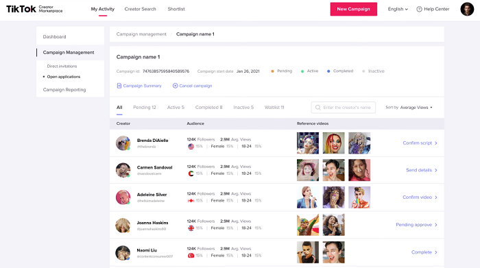 Aplicativos abertos do TikTok