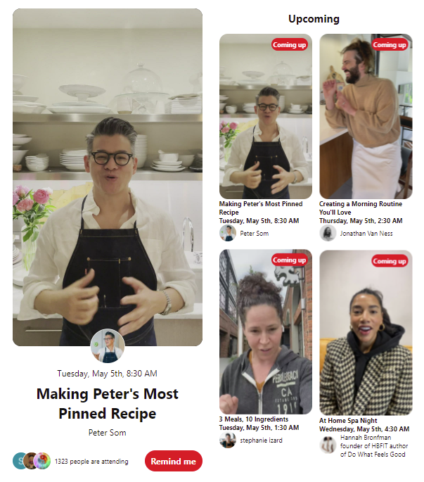 Transmissão ao vivo do Pinterest