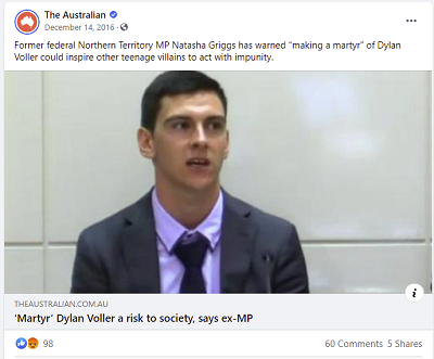 オーストラリア人からのFacebookの投稿