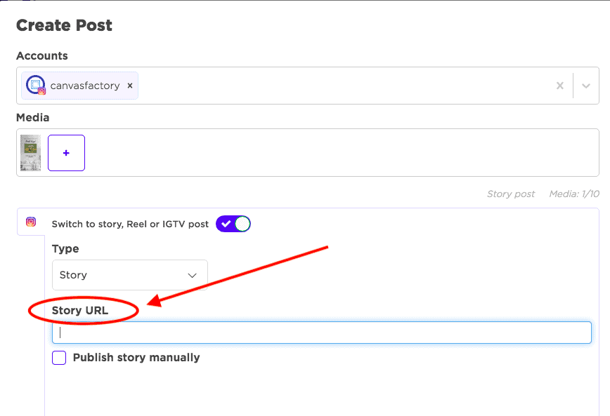 Agregar URL deslizable hacia arriba en Sked Social