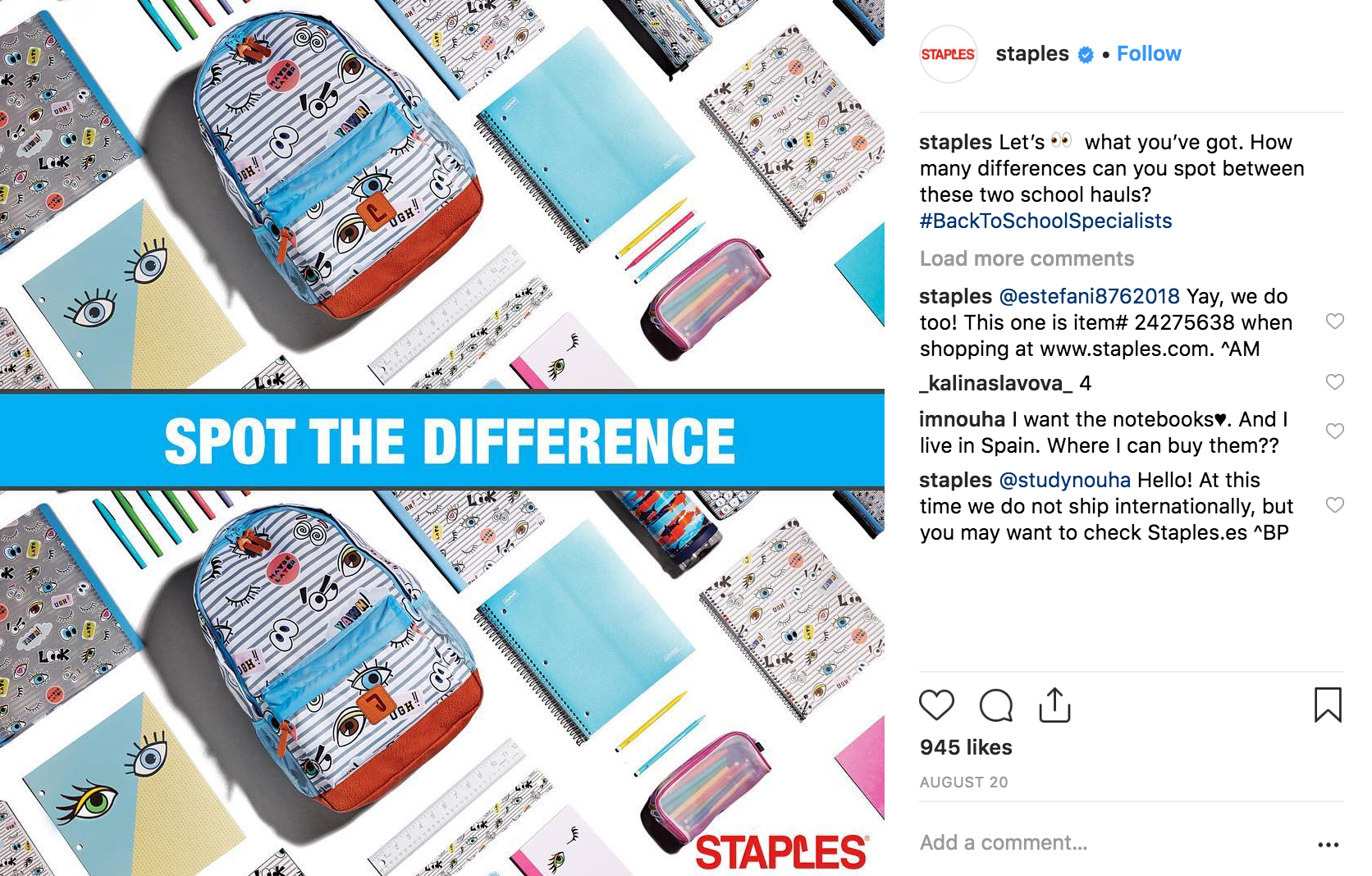 Cele mai bune campanii Instagram 2018 - Staples - Sked Social