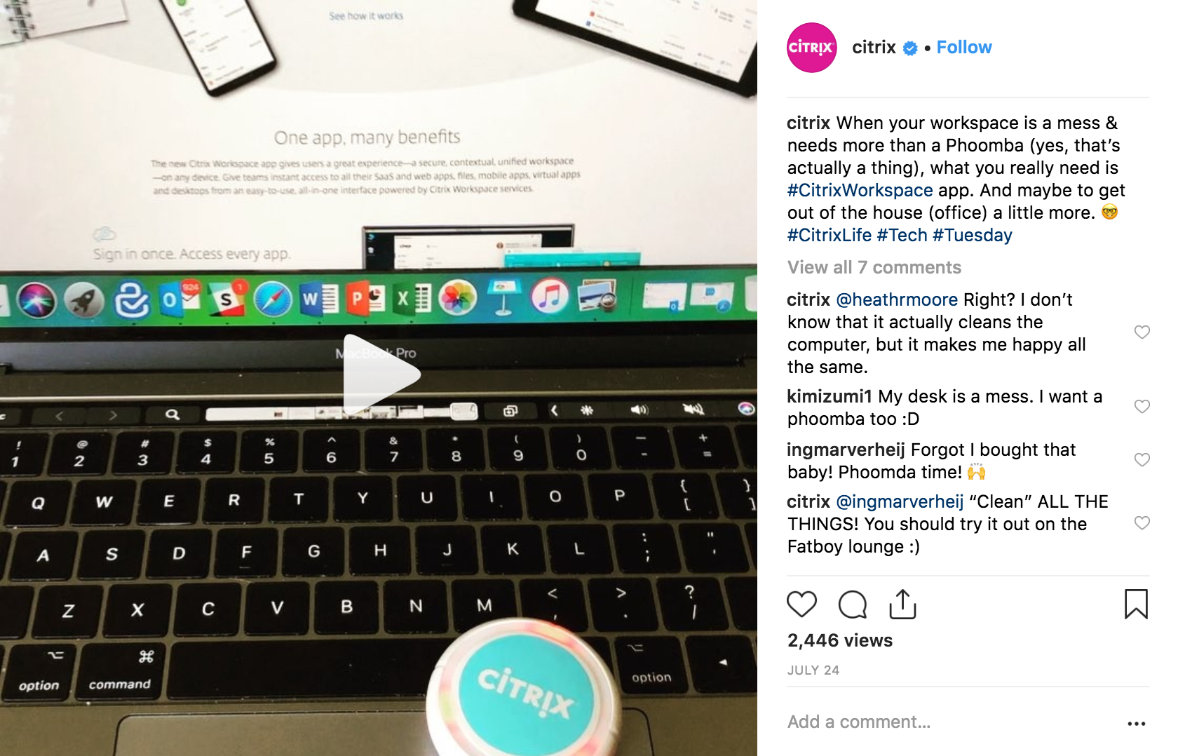 Cele mai bune campanii Instagram 2018 - Citrix - Sked Social