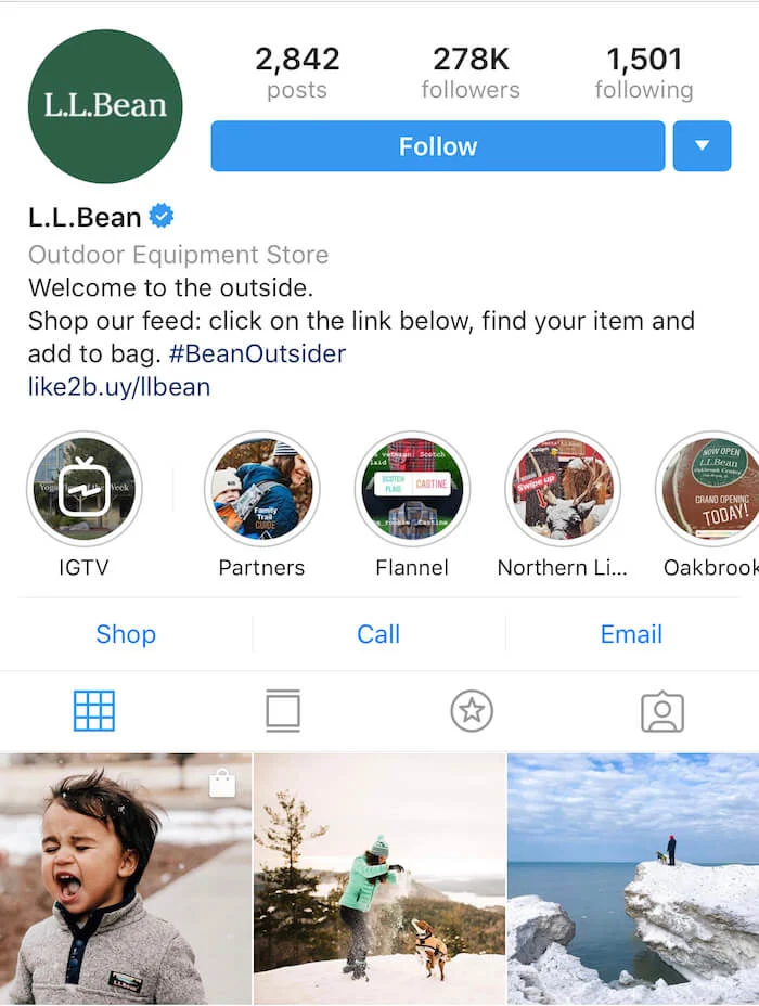 LLBean - Hashtag-uri Instagram - Sked Social