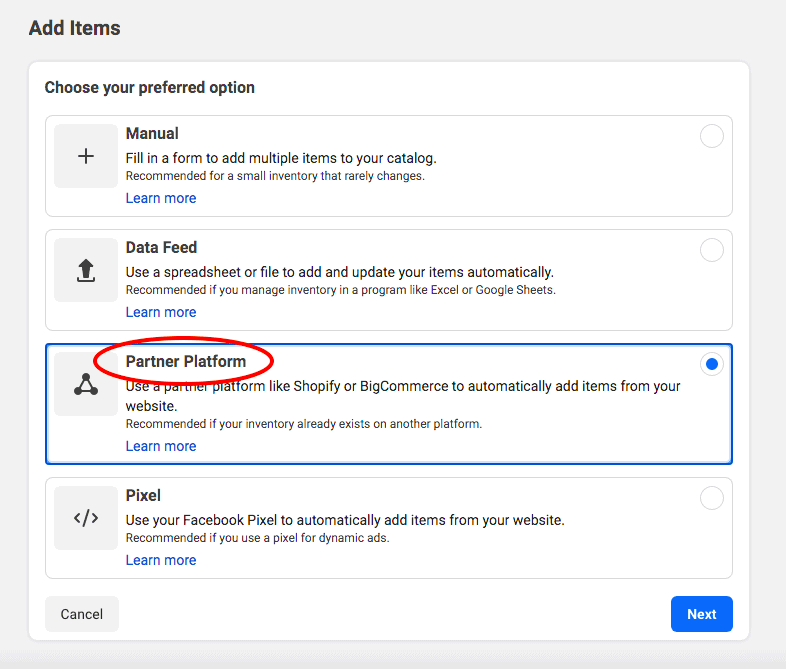 Platformă partener în „Adăugați articole”