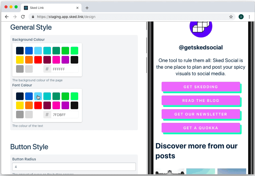 Vínculo social de Sked en la herramienta Bio