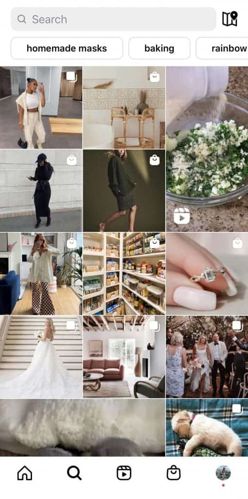 Página de exploración de Instagram