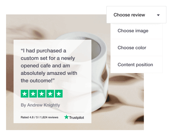 Exemplu de recenzie Trustpilot de la un client mulțumit care se lăuda cu cafeneaua recent deschisă