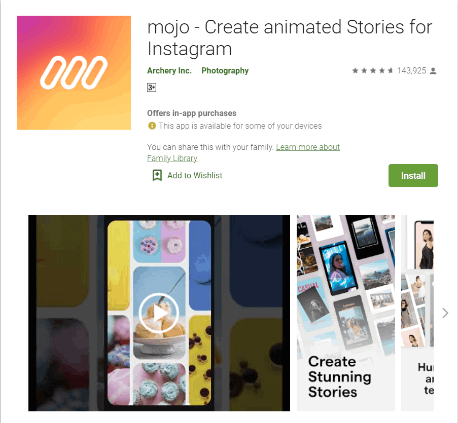 Povești animate Mojo pentru instagram