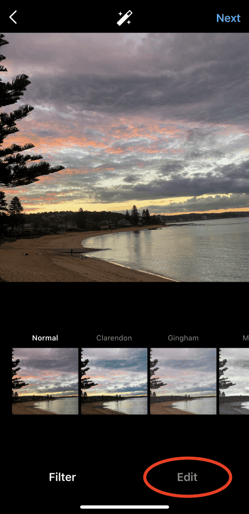Destaque do texto de edição no Instagram