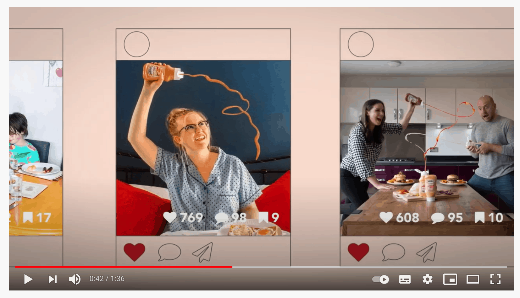 Heinz의 건방진 소스 병을 짜내는 인플루언서