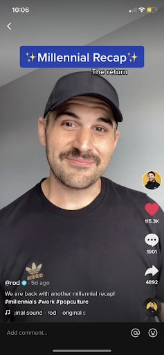 @ rod auf TikTok erstellt Inhalte, die sich an Millennials richten