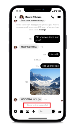 Notifica screenshot di Messenger
