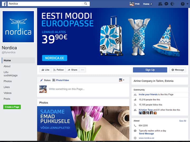 страница нордики в фейсбуке