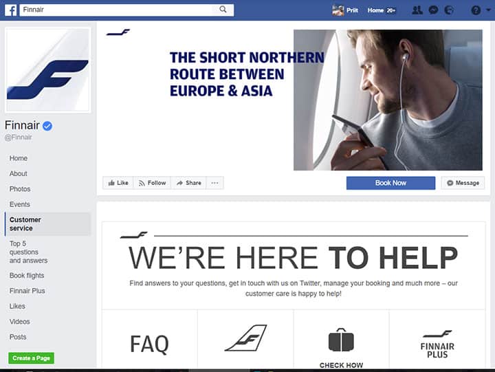 страница финнайар в фейсбуке