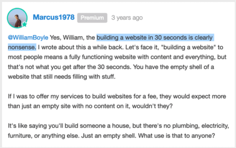 사람들은 웹사이트를 구축하는 데 약 30초가 걸린다고 말합니다.