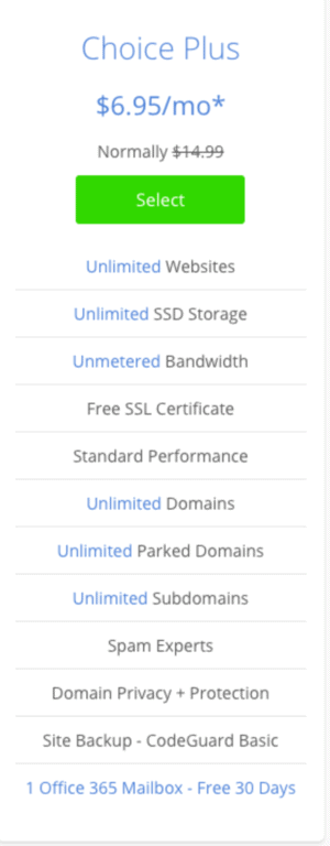 Bluehost 選擇加價