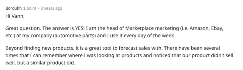 Gute Bewertung von Jungle Scout auf Reddit