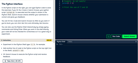 DataCamp - Interfața Python