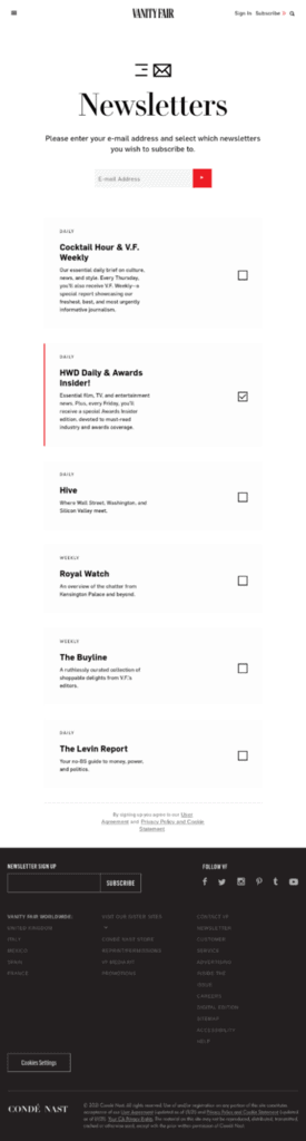 El programa de correo electrónico automatizado de Vanity Fair
