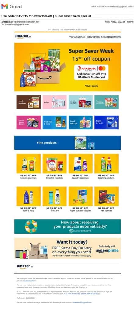 Boletín electrónico de Amazon