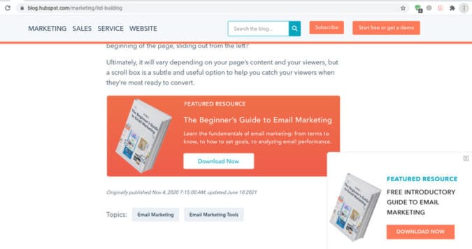 HubSpot crea una llamada a la acción diferente para varios blogs