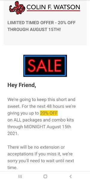 Ein Beispiel für eine E-Mail mit Win-Back-Tropfkampagnen