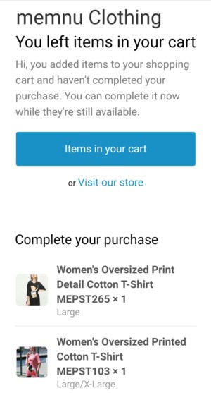Ein Beispiel für eine E-Mail für verlassene Warenkörbe