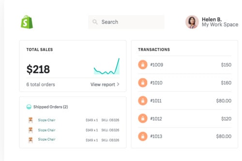 Screenshot von Shopify