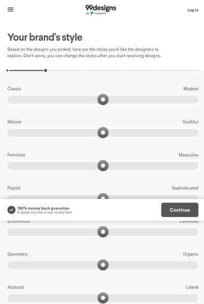99designs – erstellen Sie ein Design-Briefing – geben Sie weitere Details zum Stil des Logos an