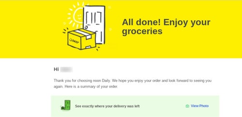 购买后电子邮件的示例