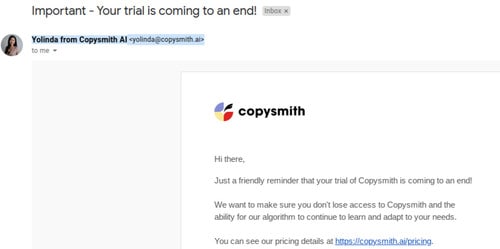 通过了解发件人姓名的重要性,Copysmith 的 Yolinda 电子邮件示例