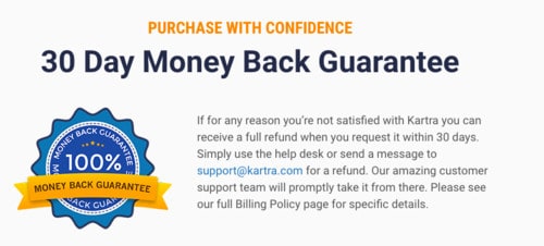 Garantía de reembolso de 30 días de Kartra