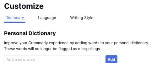 Anpassung der Editoreinstellungen von Grammarly