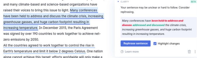 Ein Beispiel dafür, wie Grammatik hilft, die Klarheit zu verbessern, indem der Satz umformuliert wird