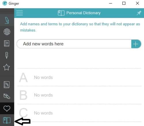 Ingwers persönliches Wörterbuch