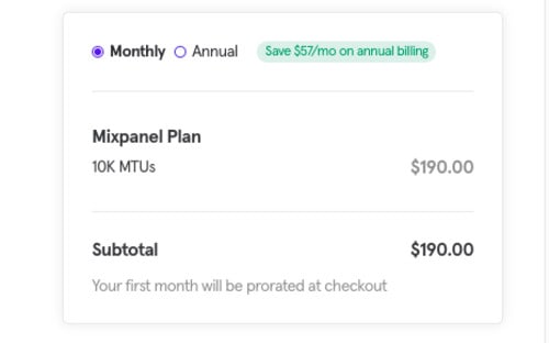Planes de precios de Mixpanel