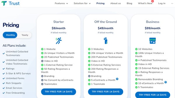 Preispläne von Trust