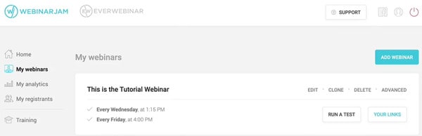 Der erste Schritt zum Einrichten eines Webinars auf WebinarJam
