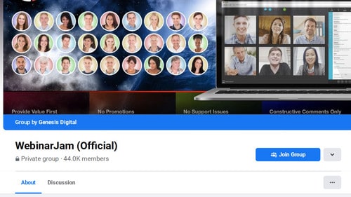 Die Facebook-Community von WebinarJam
