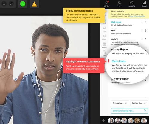 Der Live-Chat von WebinarJam