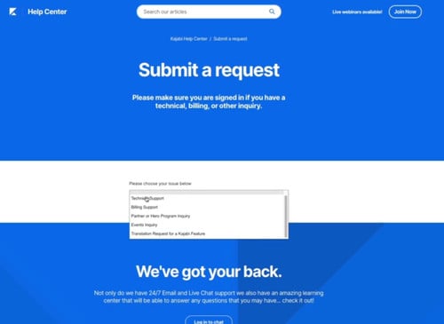 دعم عملاء Kajabi لمستخدمي الخطة الأساسية