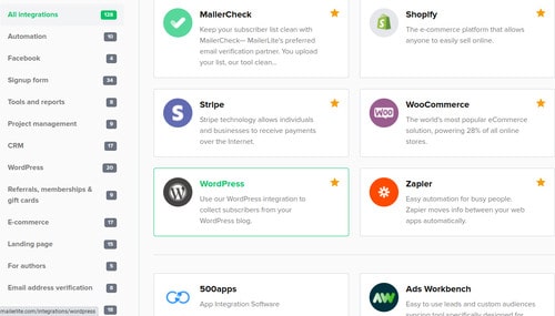 Drittanbieter-Integrationen von MailerLite