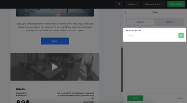 Mit dem Drag-and-Drop-Editor von MailerLite können Sie Ihre Videos einbetten