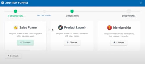 ClickFunnels – Typ auswählen