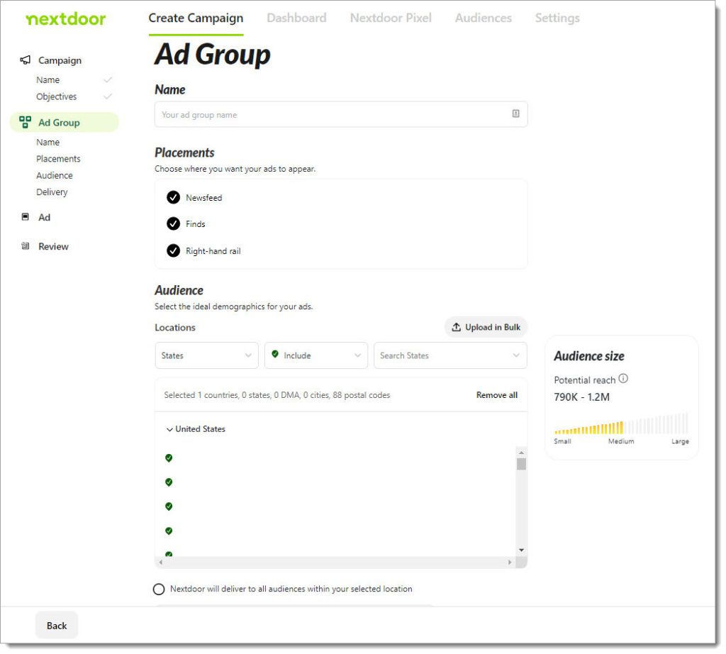 Groupes d'annonces publicitaires Nextdoor